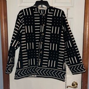 VTG-Sam Hilu’s collection-S-reversible, African mud cloth design jacket/blazer.